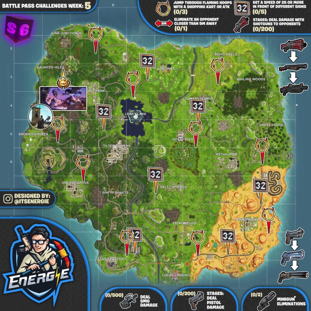 Fortnite Season 6, Week 5 – Cheat Sheet Map